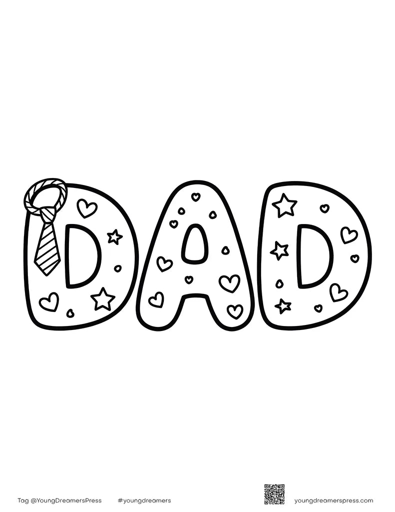 Free DAD Bubble Letters Coloring Page