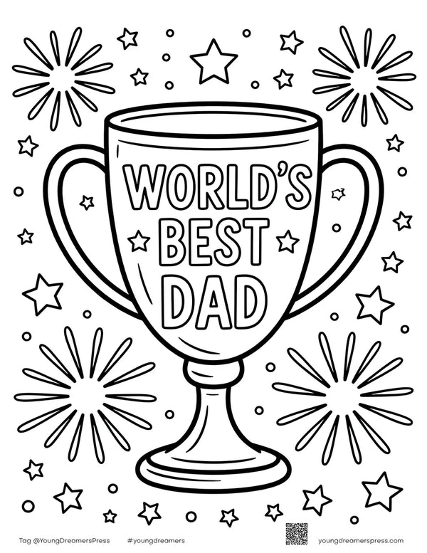 Free printable Free World's Best Dad Trophy Coloring Page coloring page for kids