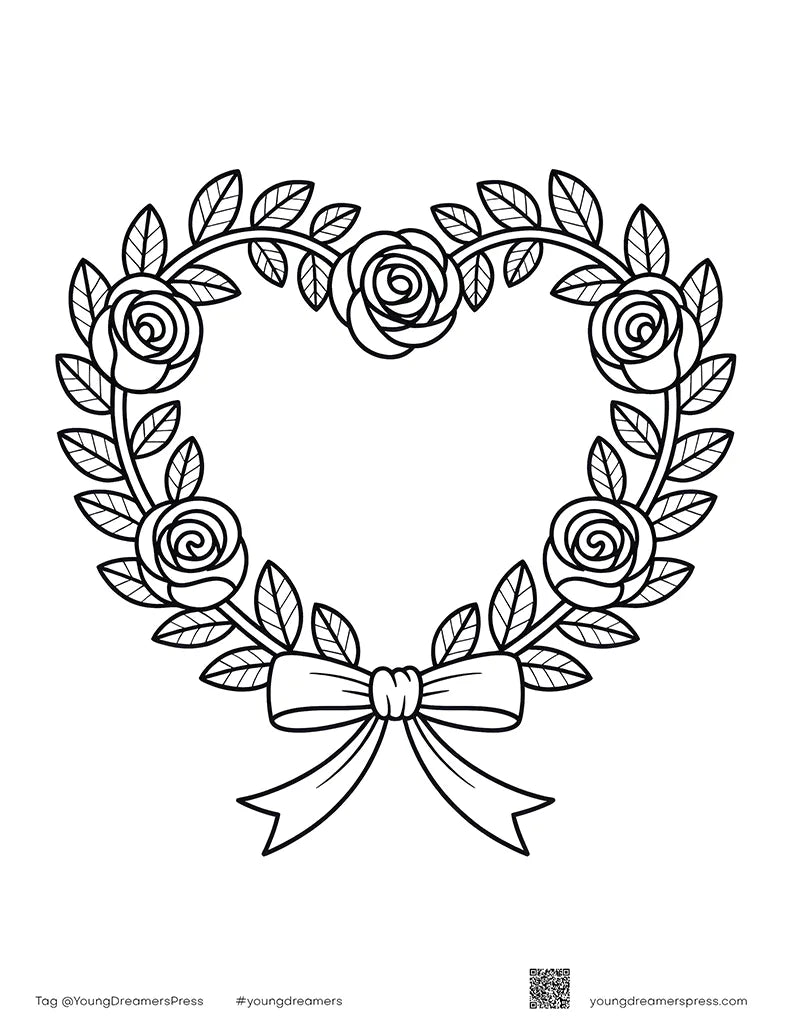 Free Mother's Day Rose Heart Wreath Printable