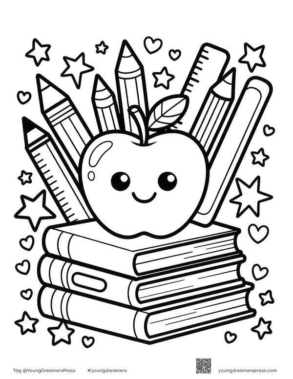 Free printable Free Printable Teacher Appreciation Apple and Pencils Coloring Page for Kids coloring page for kids