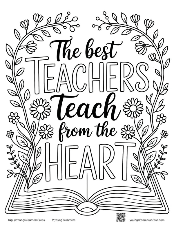 Free printable Free "The Best Teachers Teach from the Heart" Coloring Page for Kids coloring page for kids