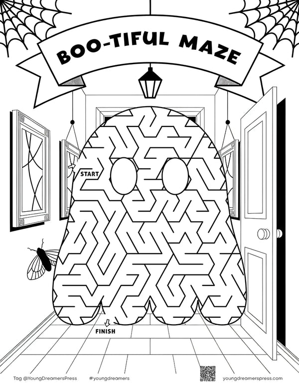 Free printable Ghost Maze coloring page for kids