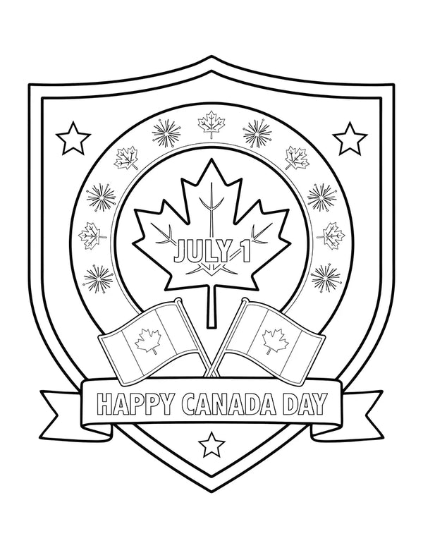 Free printable Free Canada Day Badge Coloring Page for Kids coloring page for kids