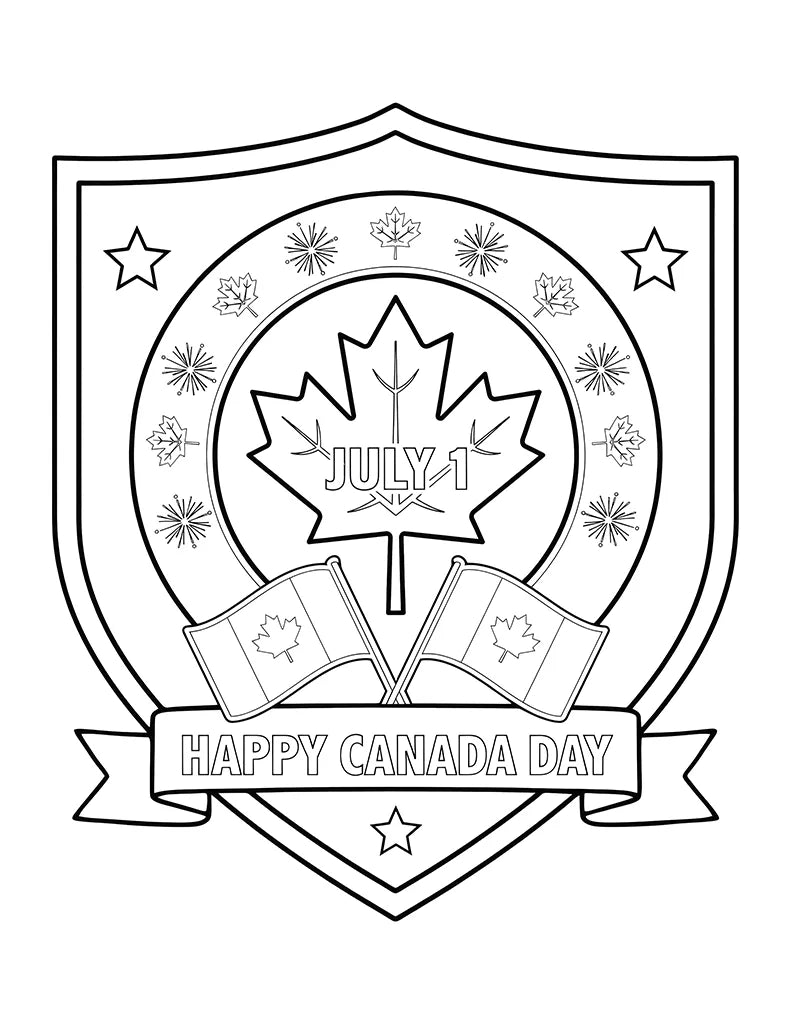 Free Canada Day Badge Coloring Page for Kids