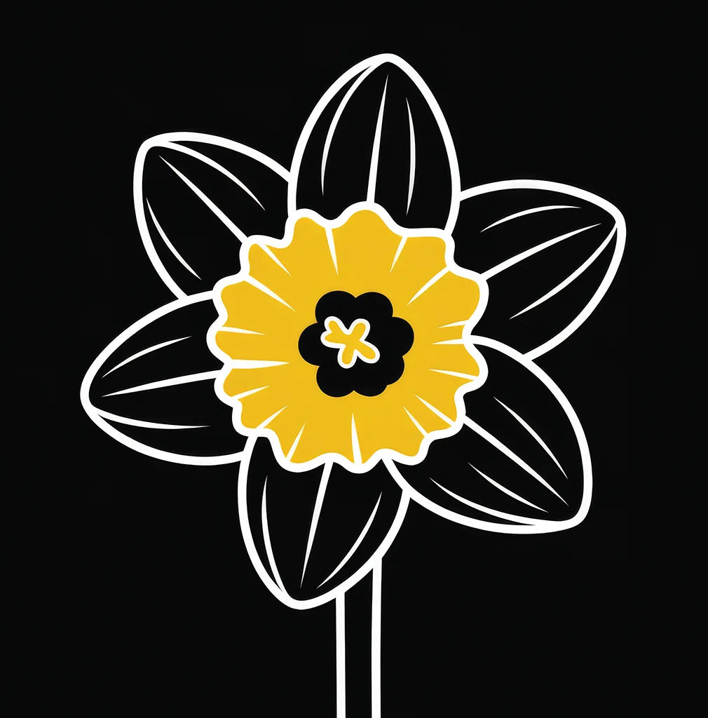 Yellow flower with black center on a black background