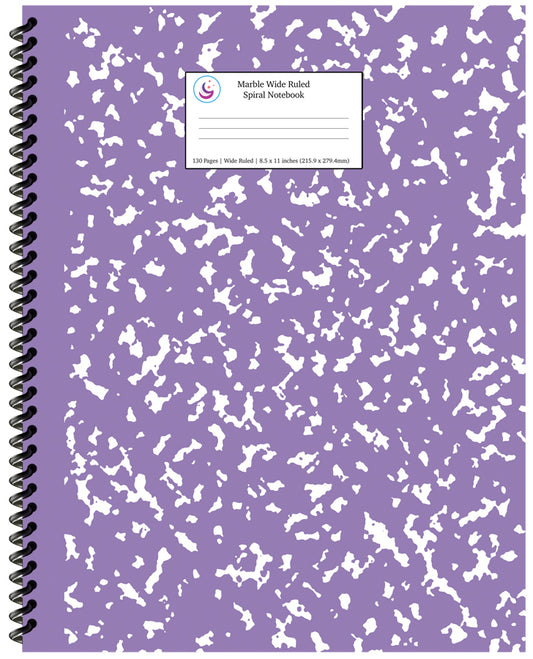 Lavender Marble Wide Ruled Spiral Notebook