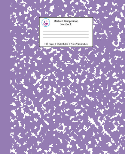 Marbled Composition Notebook: Lavender Marble Wide Ruled Paper