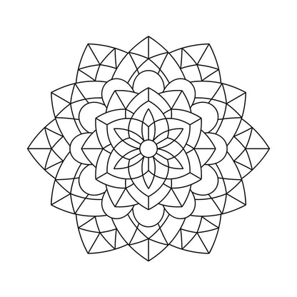 Geometric mandala coloring page for kids and adults