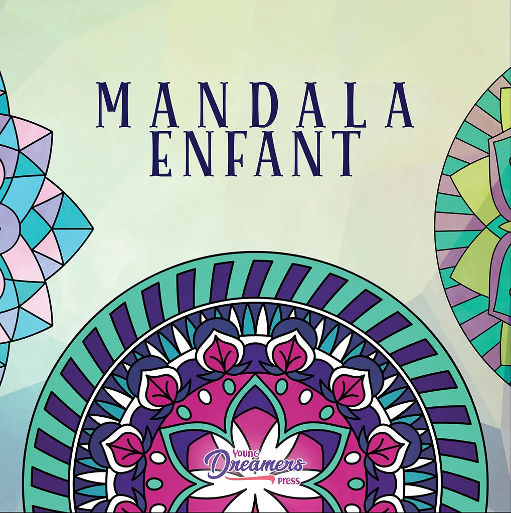 Couverture de Mandala Enfant, livre de coloriage avec un mandala coloré turquoise et rose