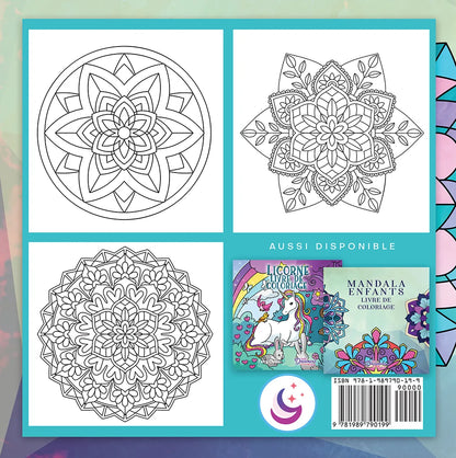 Quatrième de couverture de Mandala Enfant avec trois aperçus de pages et code ISBN