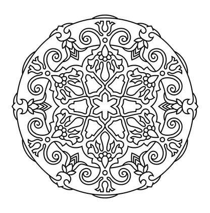 Mandala ornamental para colorear con espirales y detalles finos para niños mayores