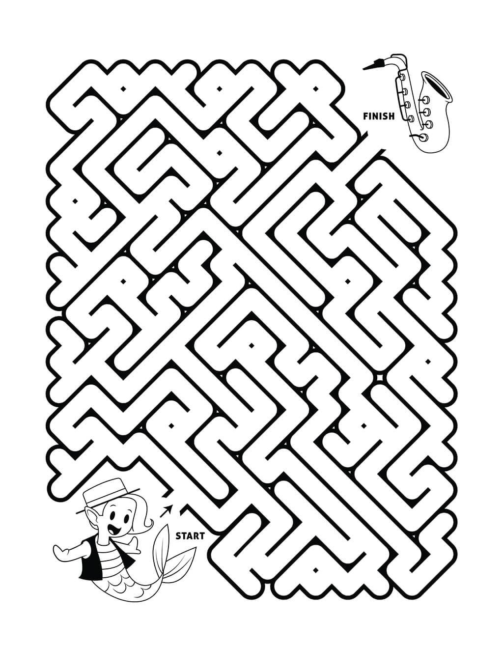 Mermaid musician maze for kids