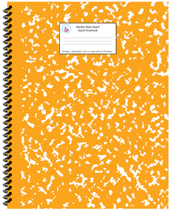 Orange Marble Wide Ruled Spiral Notebook