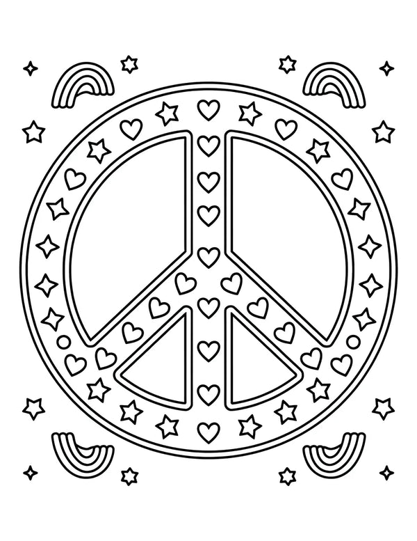 Free printable Free Rainbow Peace Sign Coloring Page for Kids coloring page for kids