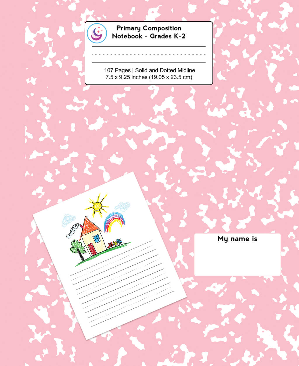 Pink marble primary composition book for grades K-2
