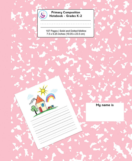 Pink marble primary composition book for grades K-2