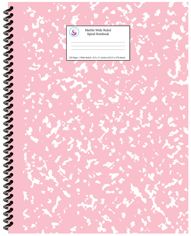 Pink Marble Wide Ruled Spiral Notebook