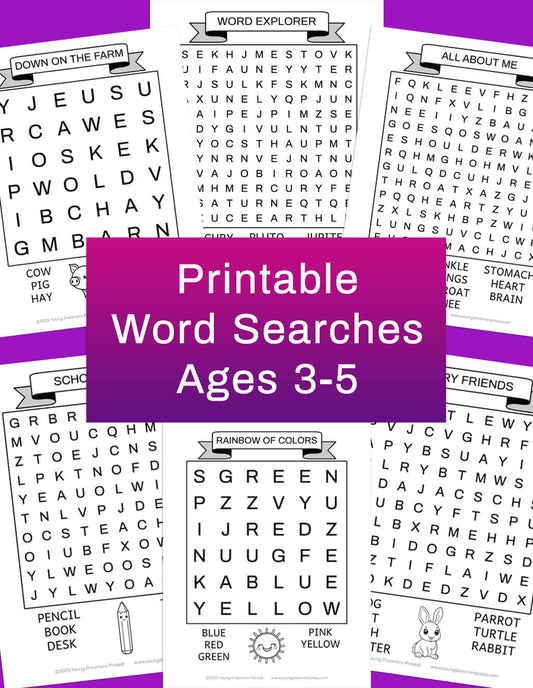 10 Word Searches Ages 3-5