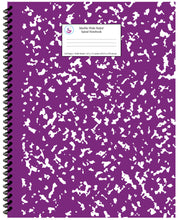 Load image into Gallery viewer, Purple Marble Wide Ruled Spiral Notebook
