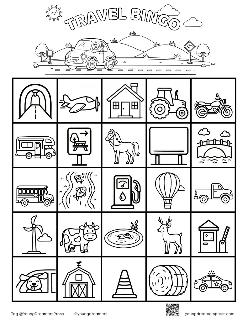 Road Trip Bingo & Scavenger Hunt Printables Pack for Kids