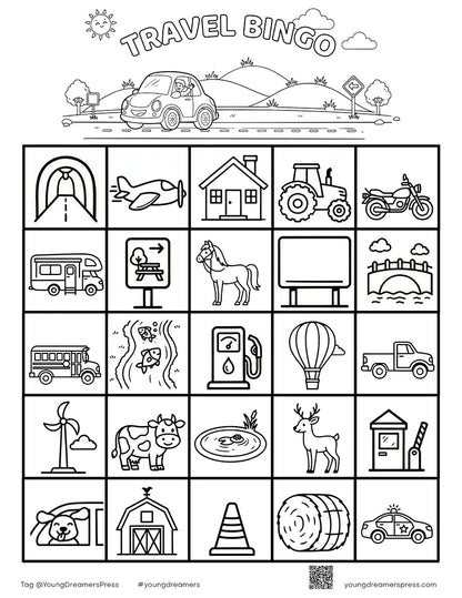 Road Trip Bingo & Scavenger Hunt Printables Pack for Kids