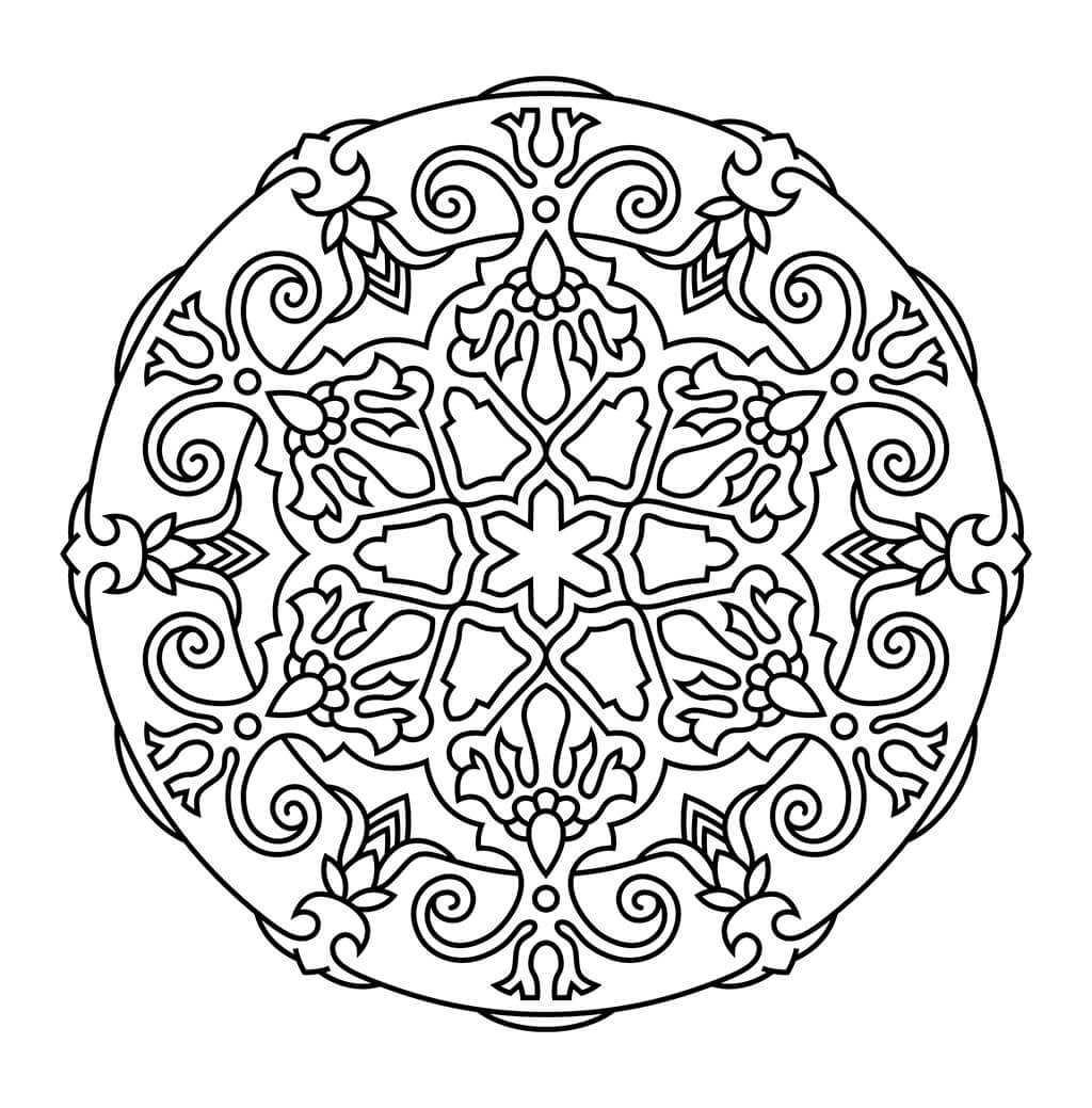 Intricate mandala coloring page for teens