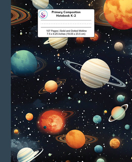 Primary Composition Notebook K-2: Solar System with Planets
