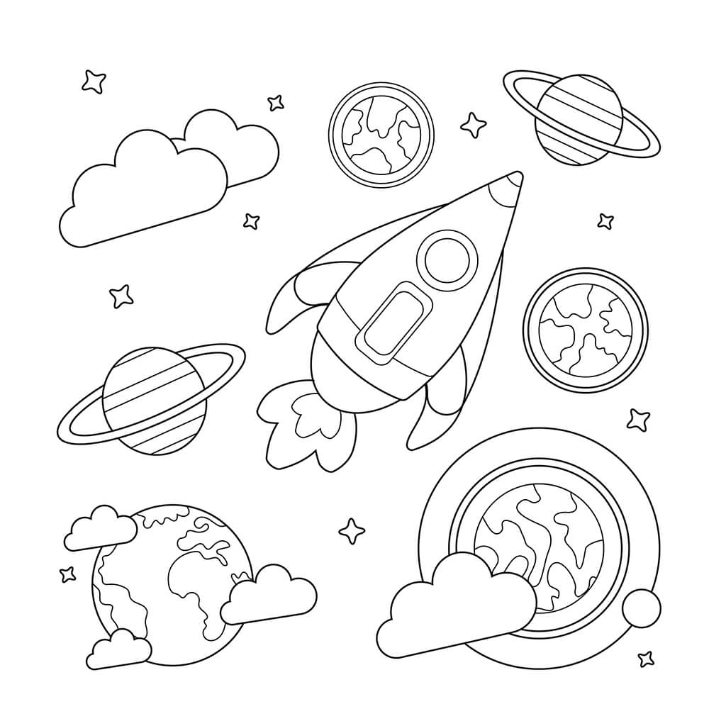 Space Coloring Book for Kids (Spiral Edition)