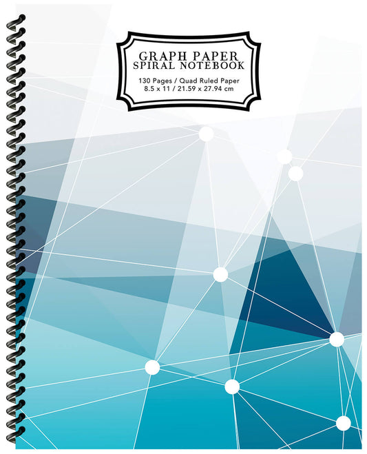 Graph Paper Notebook Spiral: Blue Abstract Lines