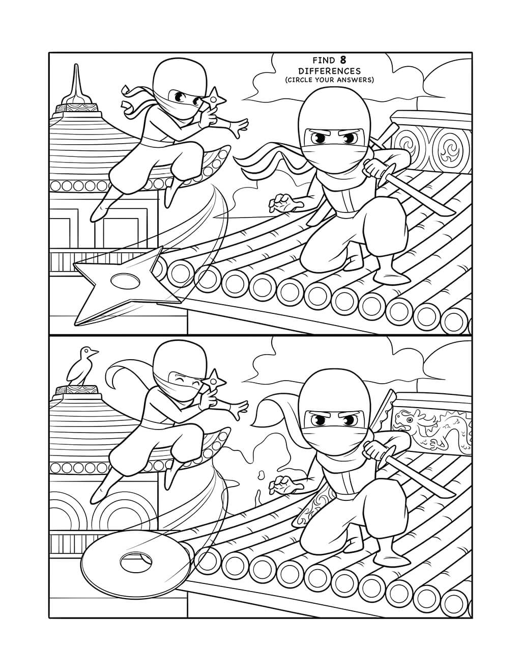 Ninjas spot the difference for kids