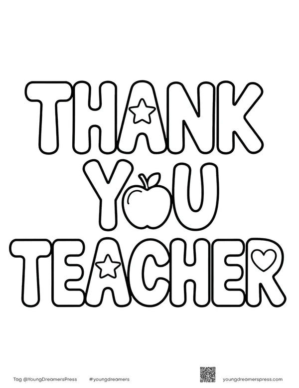 Free printable Free Printable Thank You Teacher Coloring Page for Kids coloring page for kids