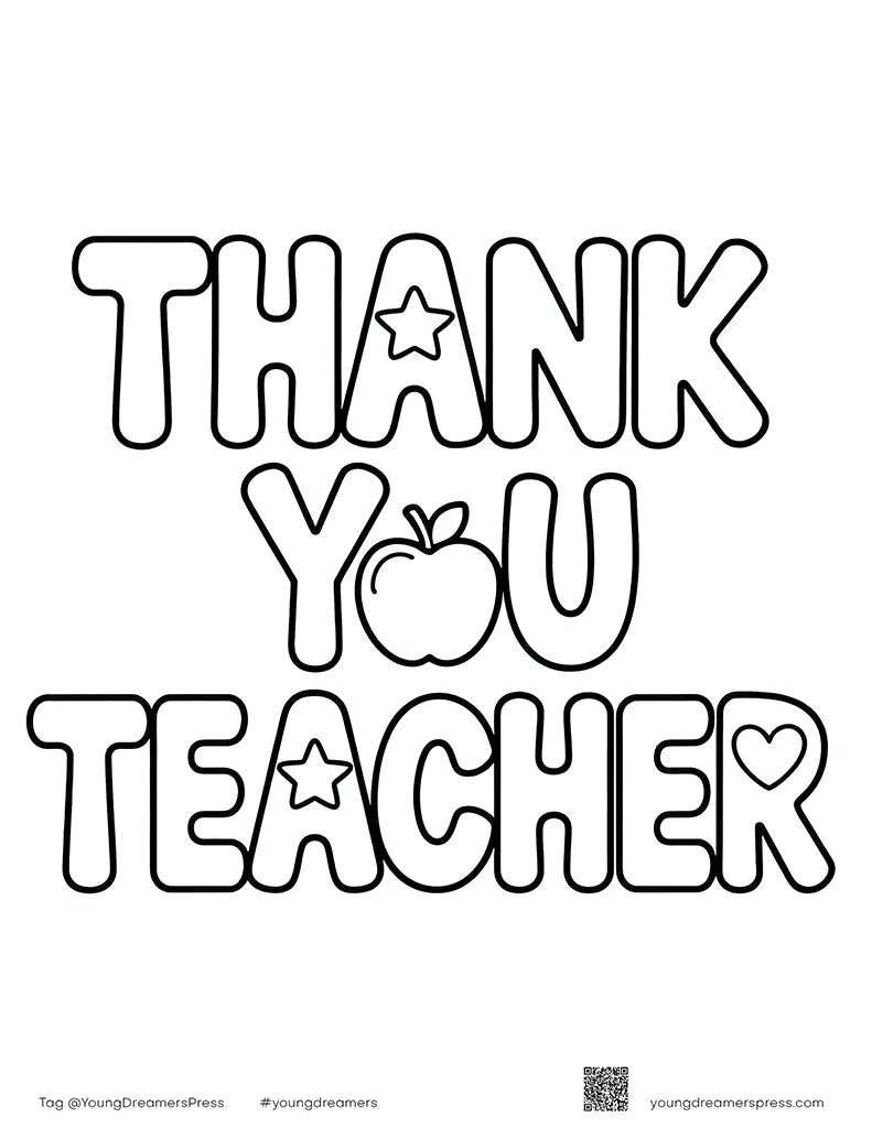 Free Printable Thank You Teacher Coloring Page for Kids