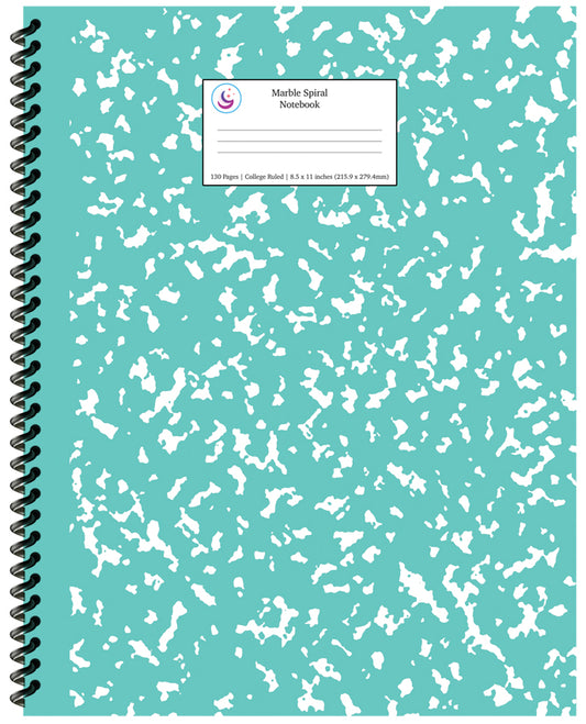 Turquoise Marble Spiral Notebook 8.5x11 College Ruled