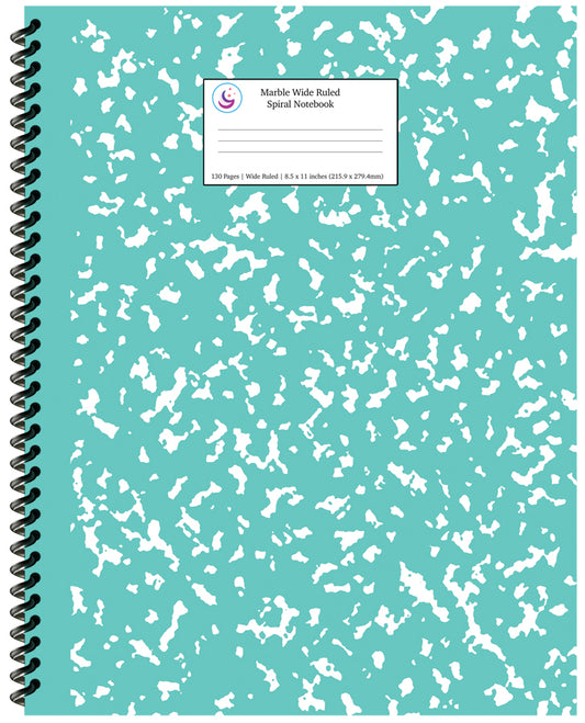 Turquoise Marble Wide Ruled Spiral Notebook