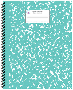 Turquoise Marble Wide Ruled Spiral Notebook