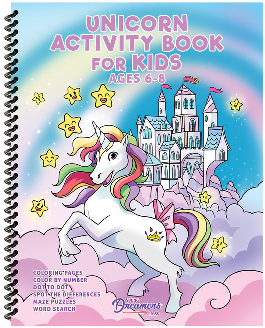 Unicorn Activity Book for Kids Ages 6-8 (Spiral Edition)