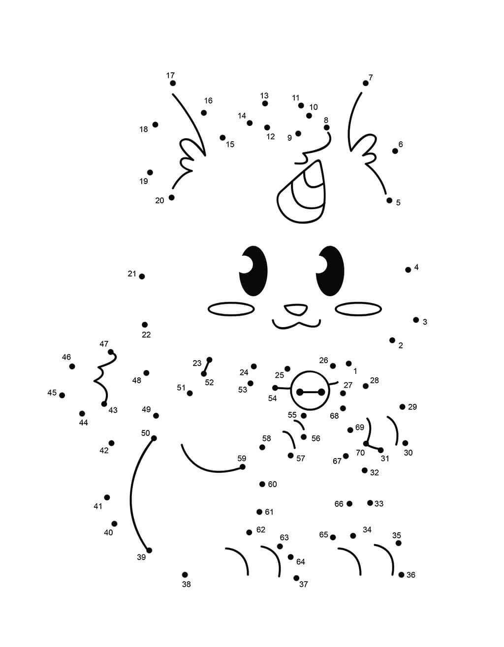 Unikitten dot to dot puzzle for kids