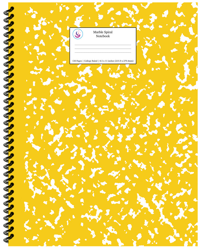 Yellow Marble Spiral Notebook 8.5x11 College Ruled