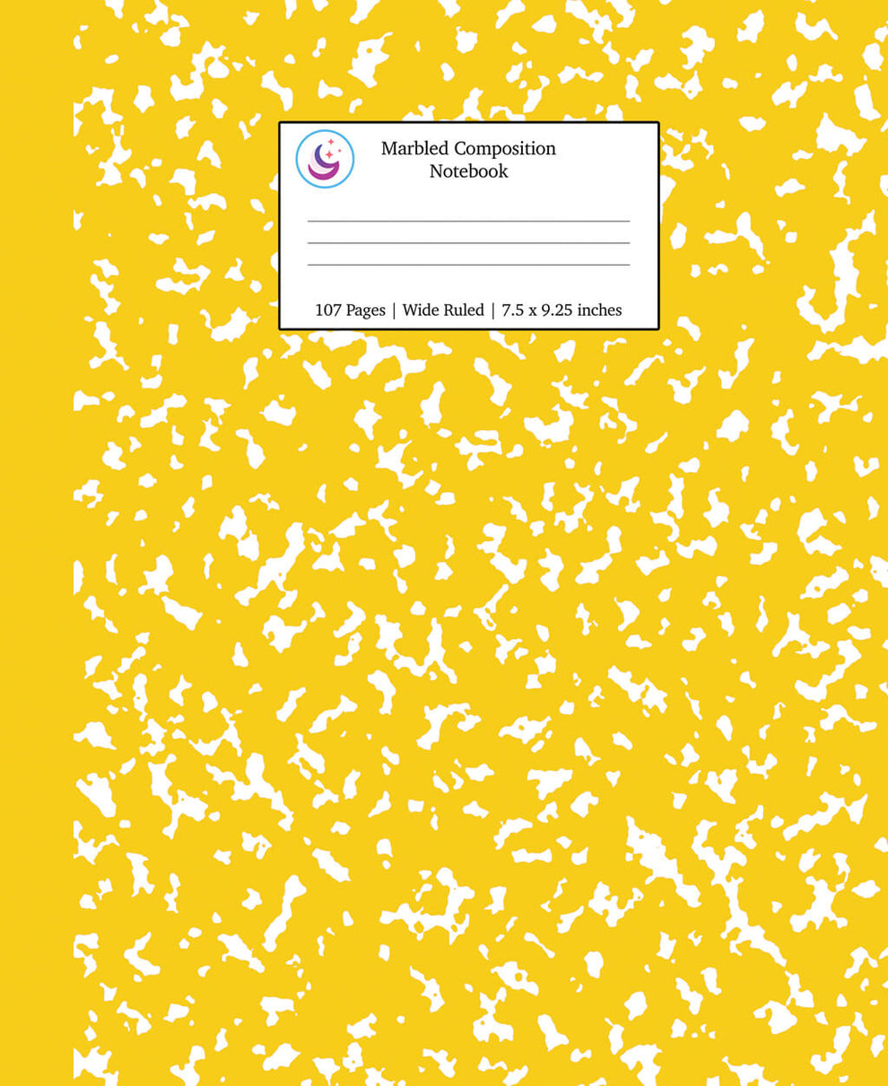 Marbled Composition Notebook Yellow Marble Wide Ruled Paper Young