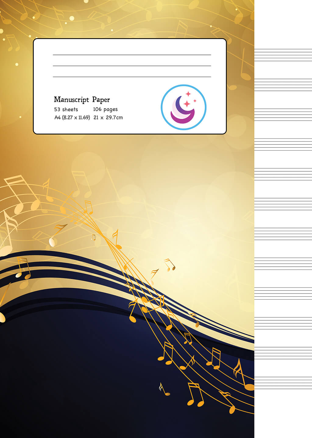Manuscript Paper: Yellow Notes | A4 Blank Sheet Music Notebook