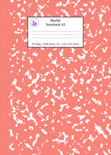 Load image into Gallery viewer, Marble Notebook A5: Coral Pink Marble Wide Ruled Journal
