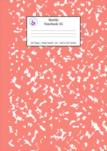 Marble Notebook A5: Coral Pink Marble Wide Ruled Journal