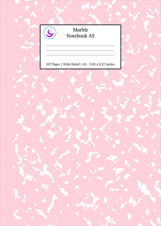 Marble Notebook A5: Pastel Pink Marble Wide Ruled Journal  Young ...