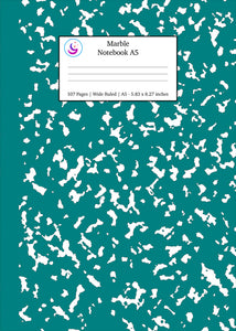 Marble Notebook A5: Teal Green Marble Wide Ruled Journal