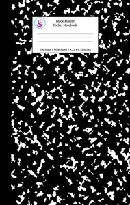 Black Marble Pocket Notebook: Small Note Book 4.25" x 6.75", Mini Ruled Lined Journal
