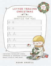 Load image into Gallery viewer, Young boy playing with wreath against kids handwriting practice paper background
