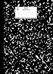 Marble Notebook A4: Black Marble College Ruled