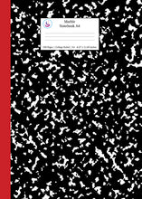 Load image into Gallery viewer, Marble Notebook A4: Black and Red Spine College Ruled Journal
