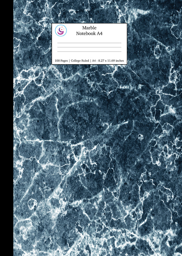 Marbe Notebooks Marble Notebook A4: Blue Marble Texture Notebook College Ruled Journal