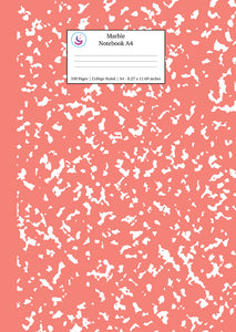 Marble Notebook A4: Coral Pink Marble College Ruled Journal